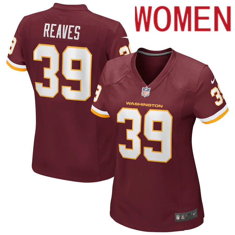 Women Washington Redskins #39 Jeremy Reaves Nike Burgundy Game Player NFL Jersey